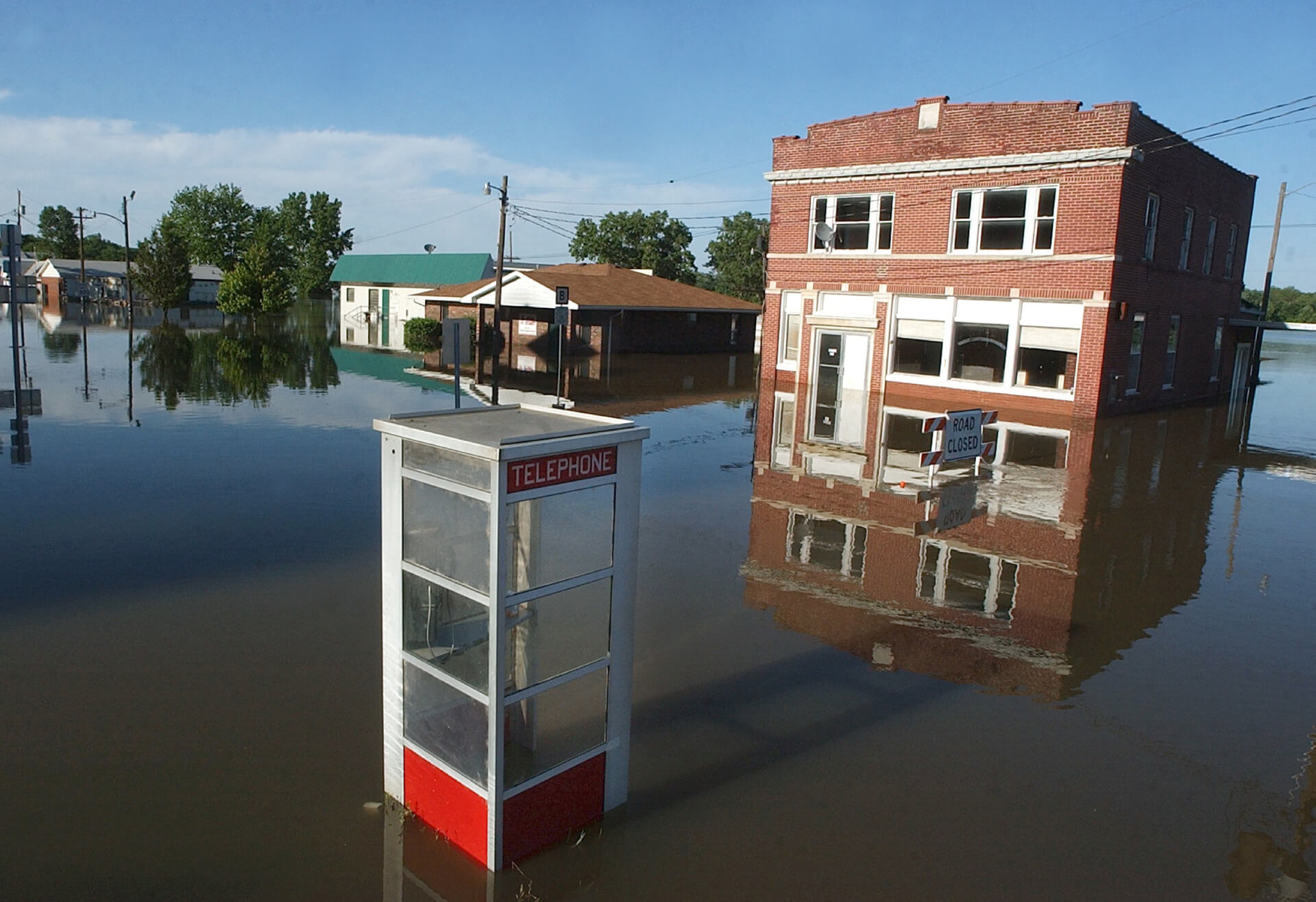 Flooded Telephone booth in Town