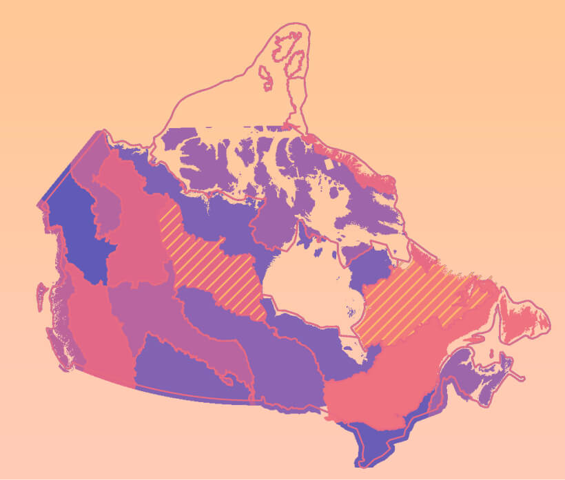 Color-coded map of the terrestrial ecozones of Canada