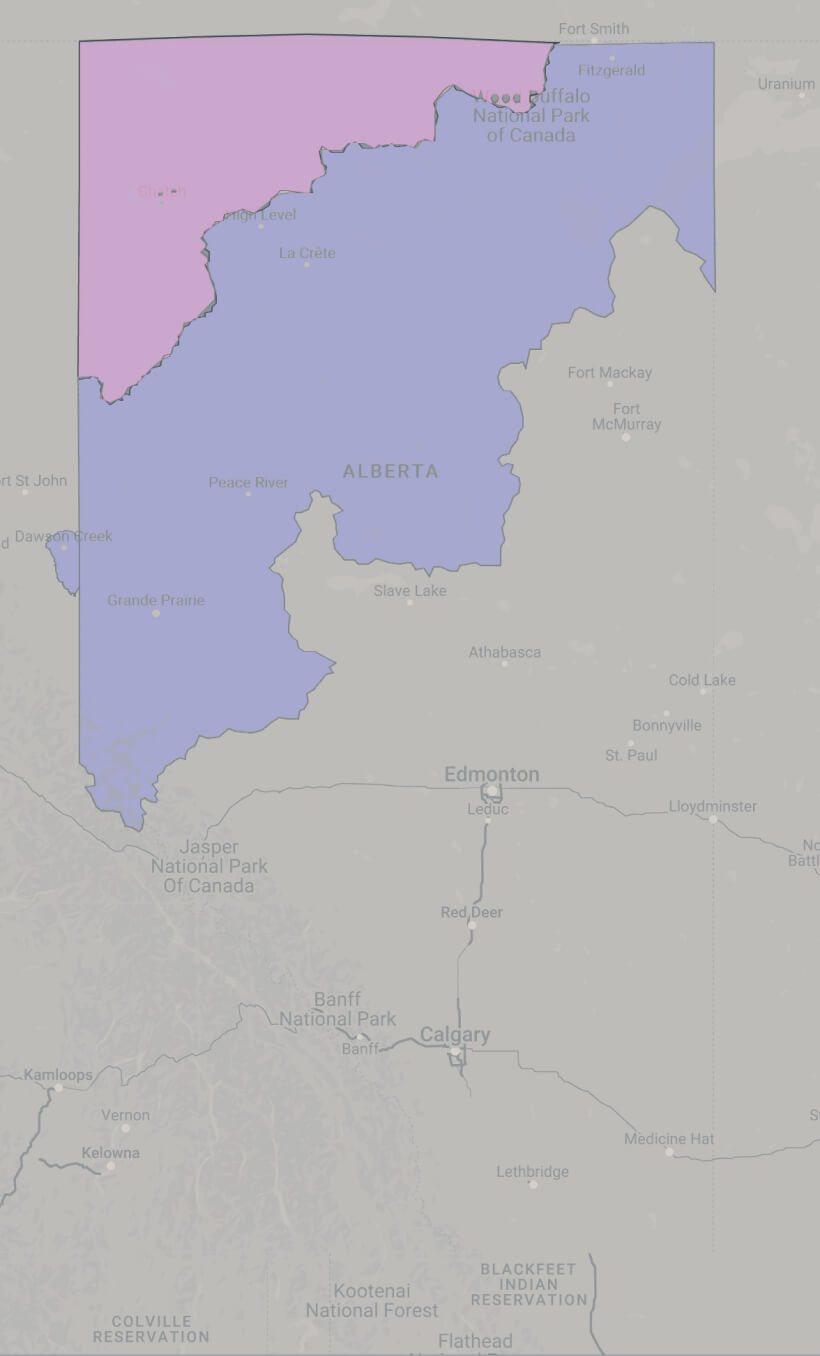 Flood Watch / Warning zones for northbern Albera, Canada May 9th 2022